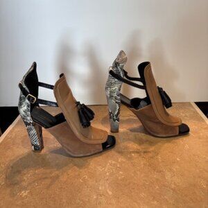 Zara Basic Collection two tone tassel stack heel pumps